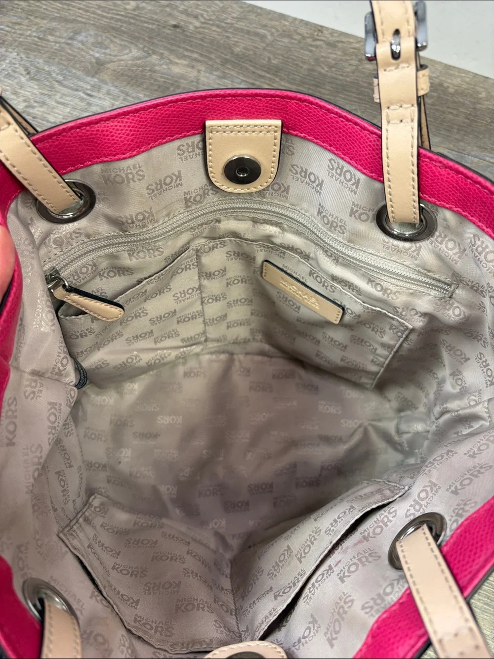 Michael Kors Jet Set Pink Saffiano Leather Tote Bag Shoulder Handbag